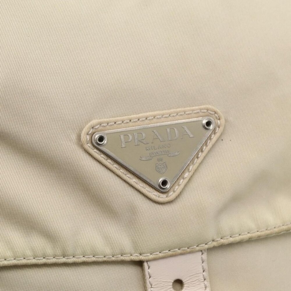 Authentic PRADA Shoulder Bag Nylon Beige Silver - Picture 7 of 16